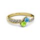 3 - Nicia Blue Topaz and Peridot with Side Diamonds Bypass Ring 