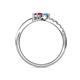 6 - Nicia Blue Topaz and Rhodolite Garnet with Side Diamonds Bypass Ring 