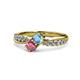 4 - Nicia Blue Topaz and Rhodolite Garnet with Side Diamonds Bypass Ring 