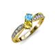 1 - Nicia Blue Topaz and Yellow Sapphire with Side Diamonds Bypass Ring 