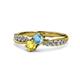 4 - Nicia Blue Topaz and Yellow Sapphire with Side Diamonds Bypass Ring 