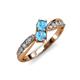 1 - Nicia Blue Topaz with Side Diamonds Bypass Ring 