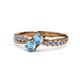 4 - Nicia Blue Topaz with Side Diamonds Bypass Ring 