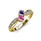 1 - Nicia Iolite and Pink Sapphire with Side Diamonds Bypass Ring 
