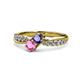 4 - Nicia Iolite and Pink Sapphire with Side Diamonds Bypass Ring 