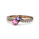 4 - Nicia Iolite and Pink Sapphire with Side Diamonds Bypass Ring 