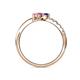 6 - Nicia Iolite and Pink Sapphire with Side Diamonds Bypass Ring 