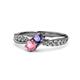 4 - Nicia Iolite and Pink Tourmaline with Side Diamonds Bypass Ring 