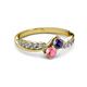 3 - Nicia Iolite and Pink Tourmaline with Side Diamonds Bypass Ring 