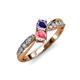 1 - Nicia Iolite and Pink Tourmaline with Side Diamonds Bypass Ring 