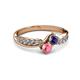 3 - Nicia Iolite and Pink Tourmaline with Side Diamonds Bypass Ring 