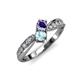 1 - Nicia Iolite and Aquamarine with Side Diamonds Bypass Ring 