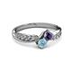 3 - Nicia Iolite and Aquamarine with Side Diamonds Bypass Ring 