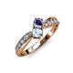 1 - Nicia Iolite and Aquamarine with Side Diamonds Bypass Ring 