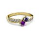 3 - Nicia Iolite and Amethyst with Side Diamonds Bypass Ring 