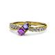 4 - Nicia Iolite and Amethyst with Side Diamonds Bypass Ring 