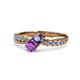 4 - Nicia Iolite and Amethyst with Side Diamonds Bypass Ring 