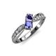 1 - Nicia Iolite and Tanzanite with Side Diamonds Bypass Ring 