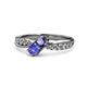 4 - Nicia Iolite and Tanzanite with Side Diamonds Bypass Ring 