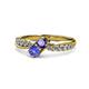 4 - Nicia Iolite and Tanzanite with Side Diamonds Bypass Ring 