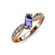 1 - Nicia Iolite and Tanzanite with Side Diamonds Bypass Ring 