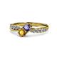 4 - Nicia Iolite and Citrine with Side Diamonds Bypass Ring 