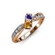 1 - Nicia Iolite and Citrine with Side Diamonds Bypass Ring 
