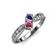1 - Nicia Iolite and Rhodolite Garnet with Side Diamonds Bypass Ring 