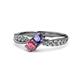 4 - Nicia Iolite and Rhodolite Garnet with Side Diamonds Bypass Ring 