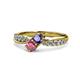 4 - Nicia Iolite and Rhodolite Garnet with Side Diamonds Bypass Ring 