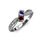 1 - Nicia Iolite and Red Garnet with Side Diamonds Bypass Ring 