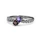 4 - Nicia Iolite and Red Garnet with Side Diamonds Bypass Ring 