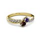 3 - Nicia Iolite and Red Garnet with Side Diamonds Bypass Ring 