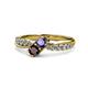 4 - Nicia Iolite and Red Garnet with Side Diamonds Bypass Ring 