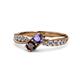 4 - Nicia Iolite and Red Garnet with Side Diamonds Bypass Ring 
