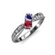 1 - Nicia Iolite and Ruby with Side Diamonds Bypass Ring 