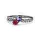 4 - Nicia Iolite and Ruby with Side Diamonds Bypass Ring 