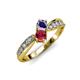 1 - Nicia Iolite and Ruby with Side Diamonds Bypass Ring 