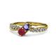 4 - Nicia Iolite and Ruby with Side Diamonds Bypass Ring 