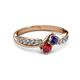 3 - Nicia Iolite and Ruby with Side Diamonds Bypass Ring 
