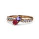 4 - Nicia Iolite and Ruby with Side Diamonds Bypass Ring 