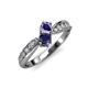 1 - Nicia Iolite and Blue Sapphire with Side Diamonds Bypass Ring 