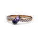 4 - Nicia Iolite and Blue Sapphire with Side Diamonds Bypass Ring 