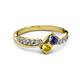 3 - Nicia Iolite and Yellow Sapphire with Side Diamonds Bypass Ring 