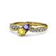 4 - Nicia Iolite and Yellow Sapphire with Side Diamonds Bypass Ring 