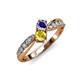 1 - Nicia Iolite and Yellow Sapphire with Side Diamonds Bypass Ring 
