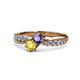 4 - Nicia Iolite and Yellow Sapphire with Side Diamonds Bypass Ring 