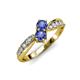 1 - Nicia Iolite with Side Diamonds Bypass Ring 