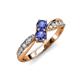 1 - Nicia Iolite with Side Diamonds Bypass Ring 