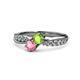 4 - Nicia Peridot and Pink Tourmaline with Side Diamonds Bypass Ring 